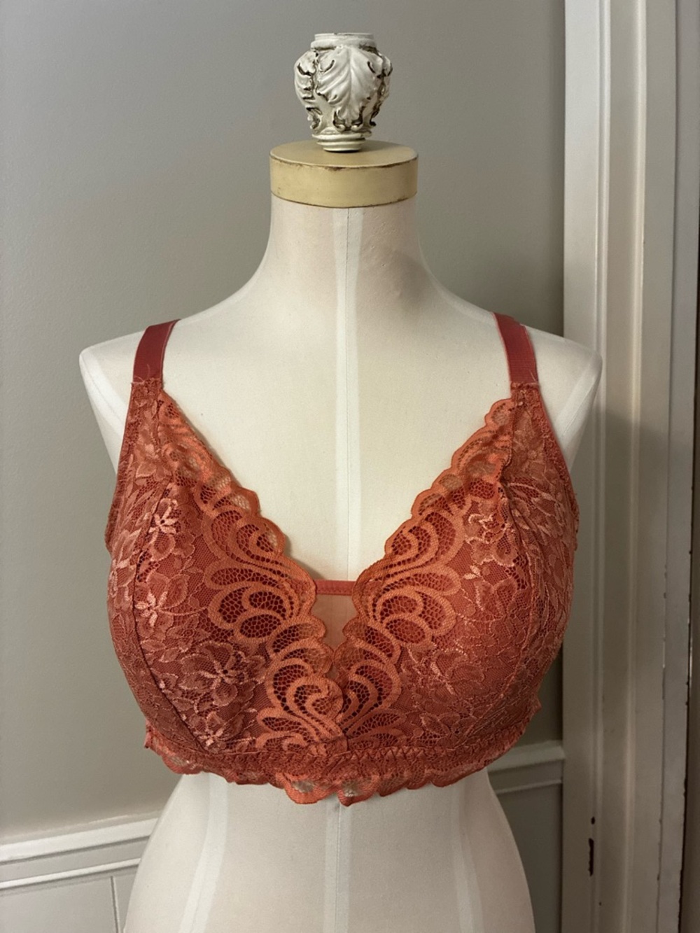Bali Terracotta Lace Bralette with Scalloped Trim